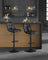 Set of 2 Height Adjustable Swivel Bar Stools - Synthetic Leather - Ink Black - Backrests and Footrests