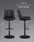 Set of 2 Height Adjustable Swivel Bar Stools - Synthetic Leather - Ink Black - Backrests and Footrests