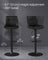 Set of 2 Height Adjustable Swivel Bar Stools - Synthetic Leather - Ink Black - Backrests and Footrests