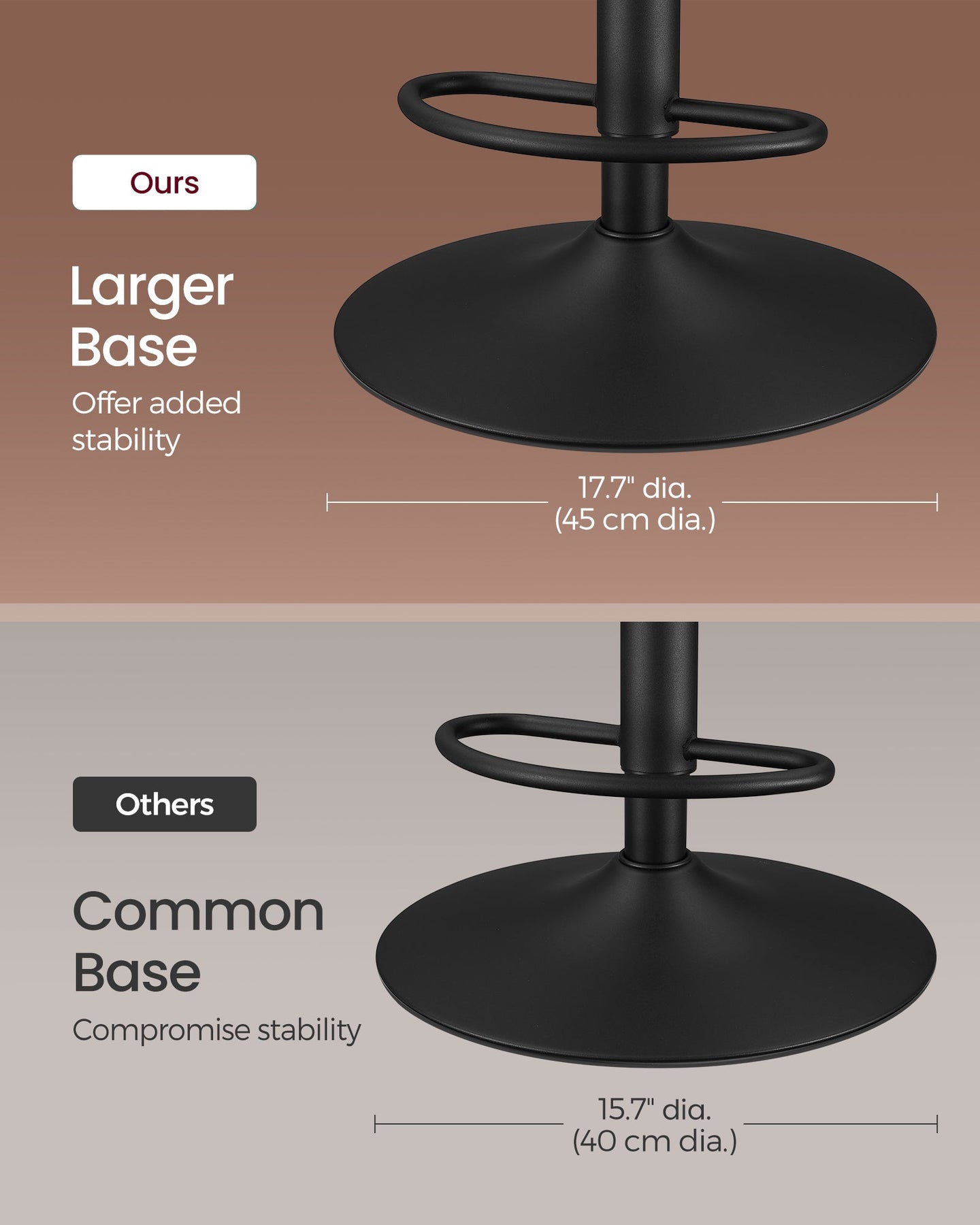 Set of 2 Height Adjustable Bar Stools - Synthetic Leather - Caramel Brown - Swivel Design with Backrests and Footrests
