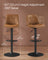 Set of 2 Height Adjustable Bar Stools - Synthetic Leather - Caramel Brown - Swivel Design with Backrests and Footrests