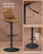 Set of 2 Height Adjustable Bar Stools - Synthetic Leather - Caramel Brown - Swivel Design with Backrests and Footrests