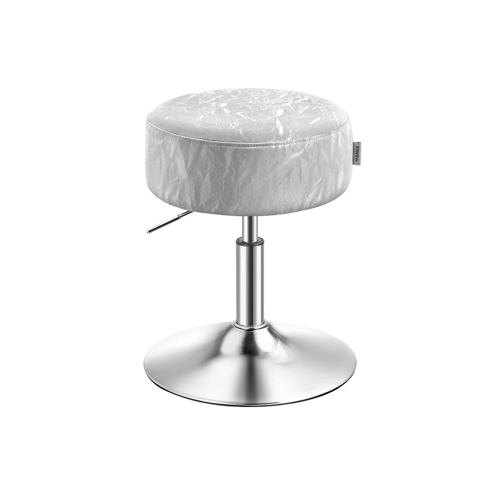 Height Adjustable Stool - PU Upholstery - Cream White - 360° Swivel