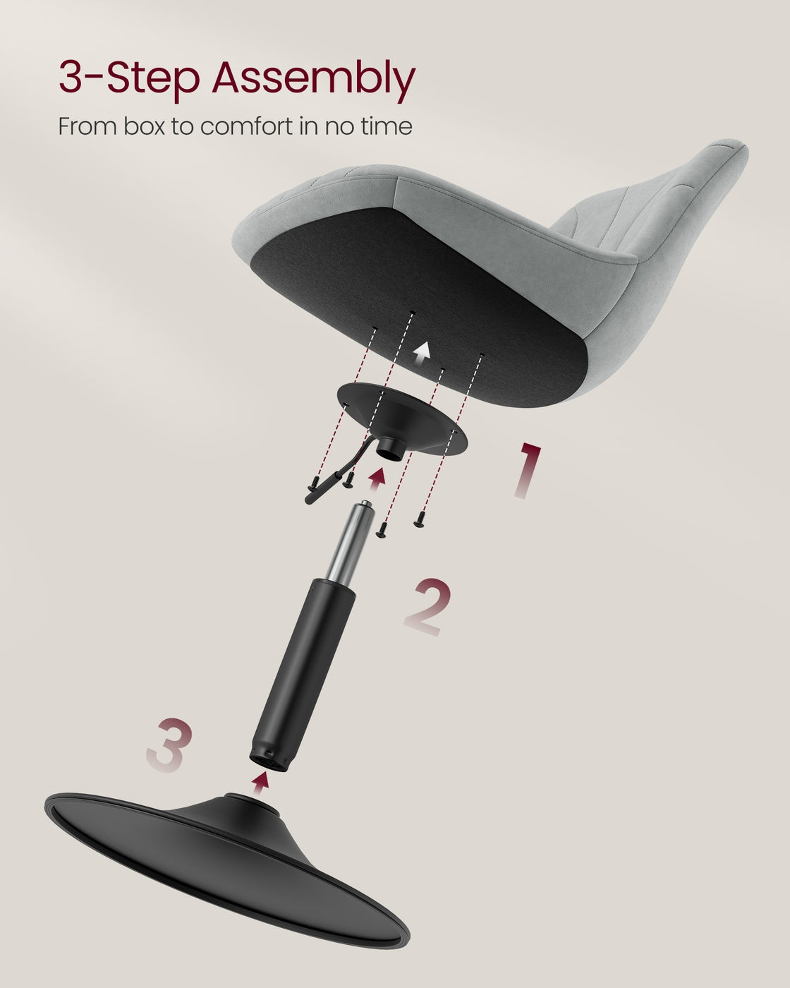 Dressing Table Chair - 360° Swivel - Steel - Adjustable Height