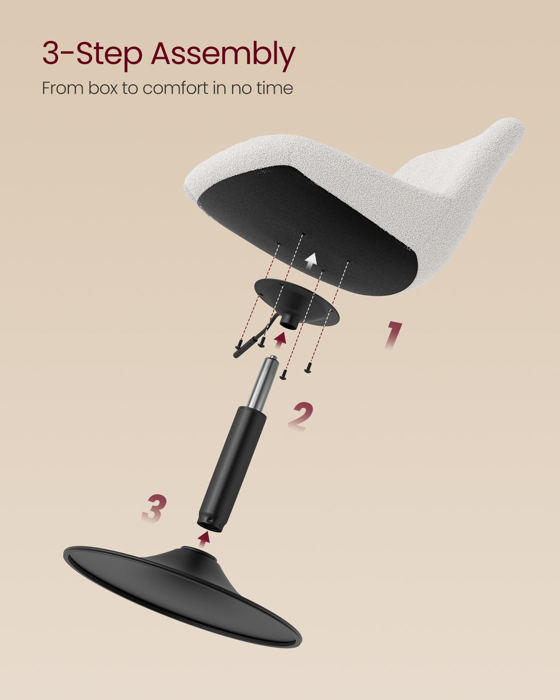 Dressing Table Chair - 360° Swivel - Foam - Adjustable Height