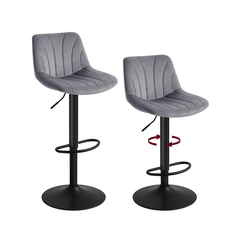 Adjustable Swivel Bar Stools - 2 Chairs - Steel - Backrests
