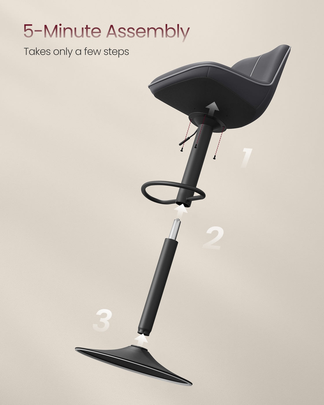 Height Adjustable Swivel Bar Stools - Synthetic Leather - Quilt
