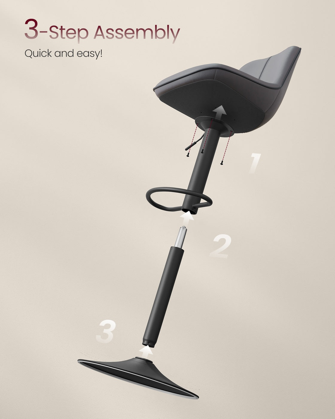 Height Adjustable Swivel Bar Stools - Synthetic Leather - Quilt