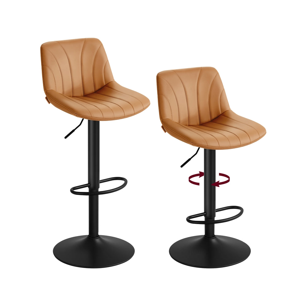 Adjustable Swivel Bar Stools - 2-Piece Set - PU Leather - Backrest