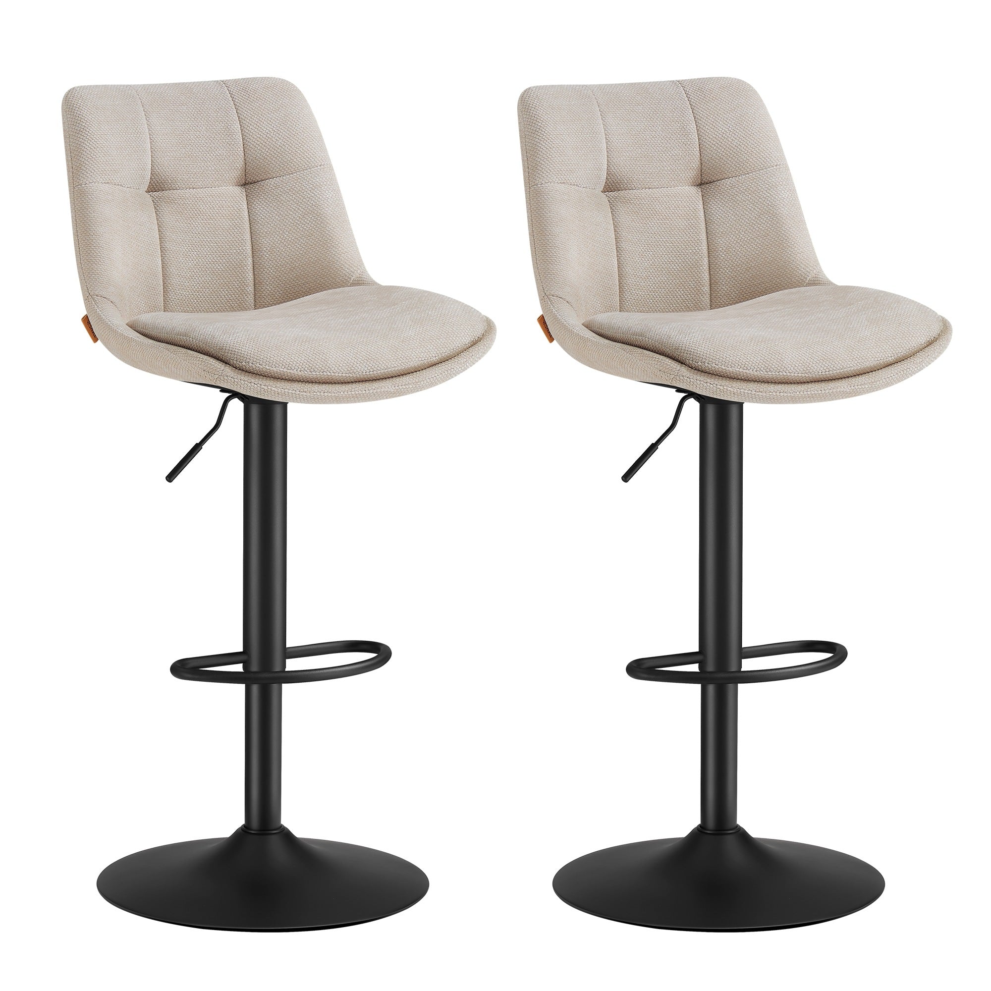 Bar Stools - Set with Backrest - Light Camel - 43 x 48.5 x (93.5-114) cm