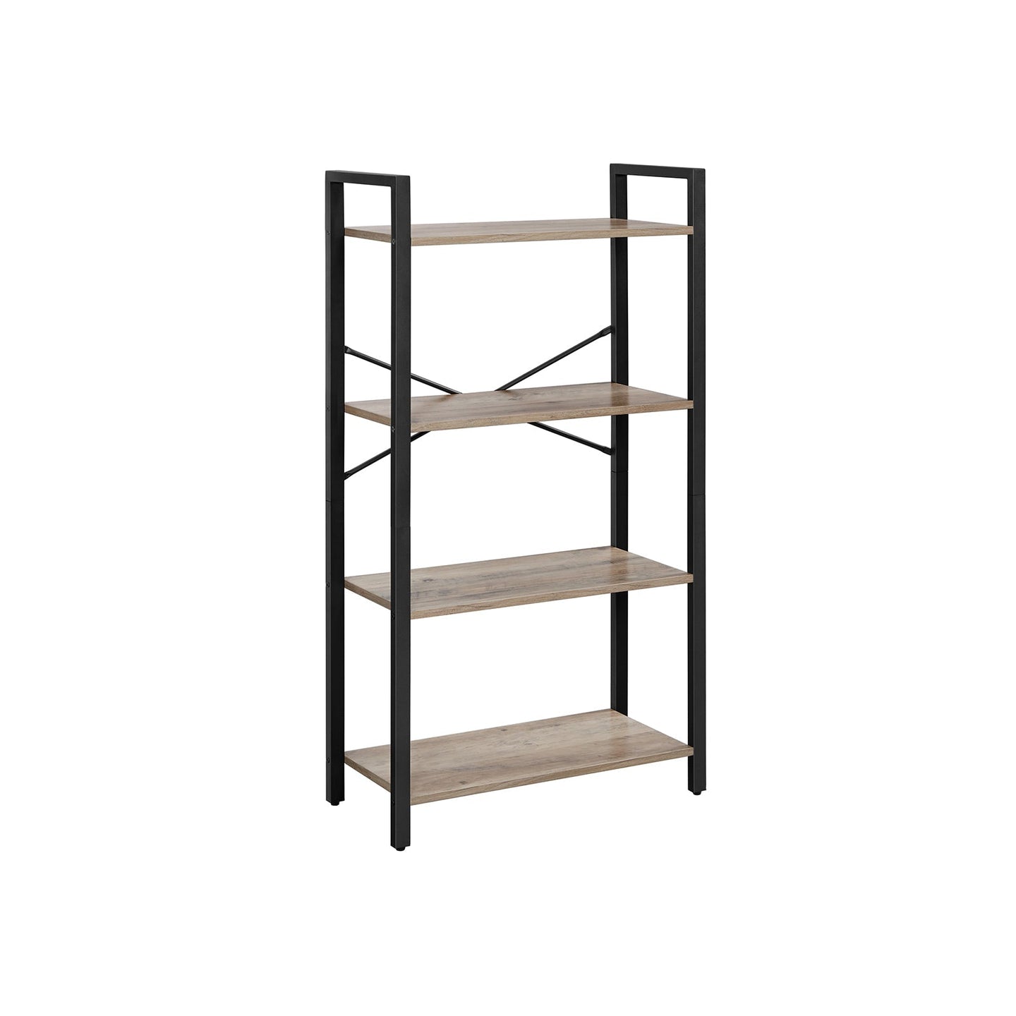 4-Tier Bookshelf - Iron Frame - Greige and Black