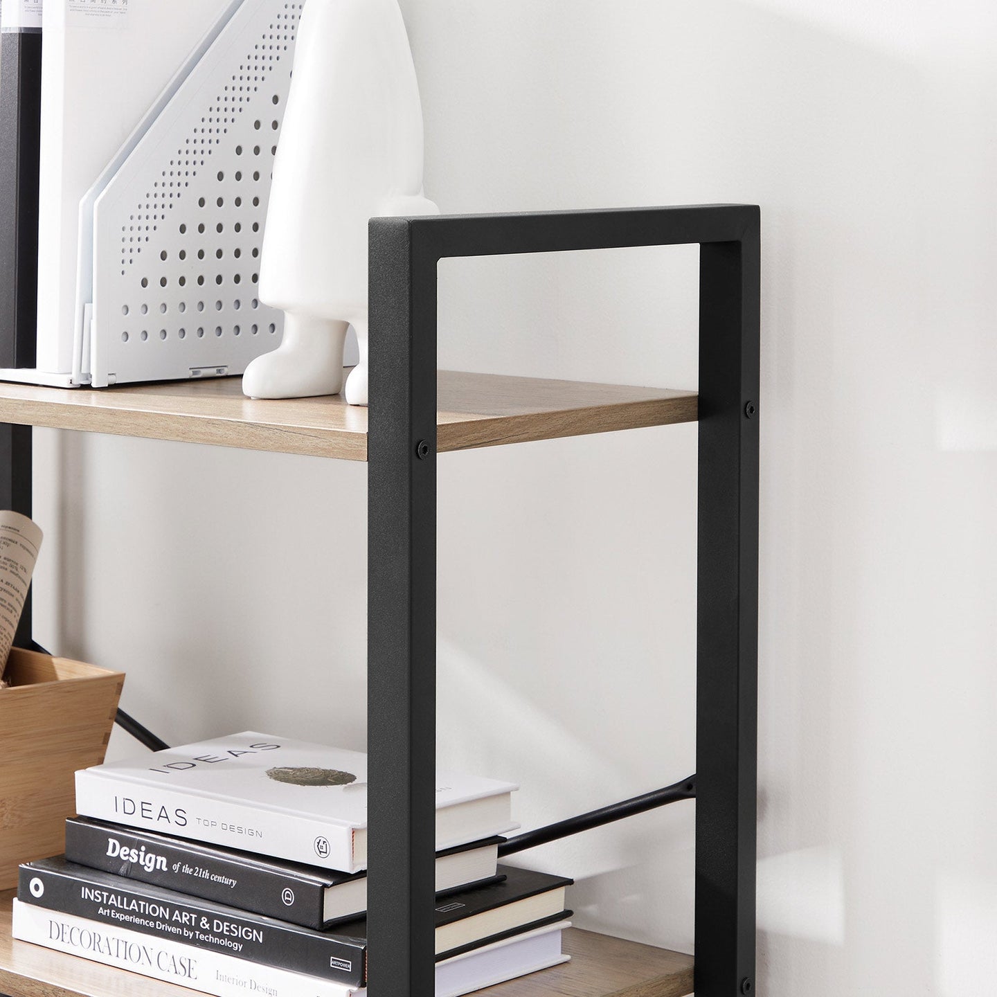 4-Tier Bookshelf - Iron Frame - Greige and Black