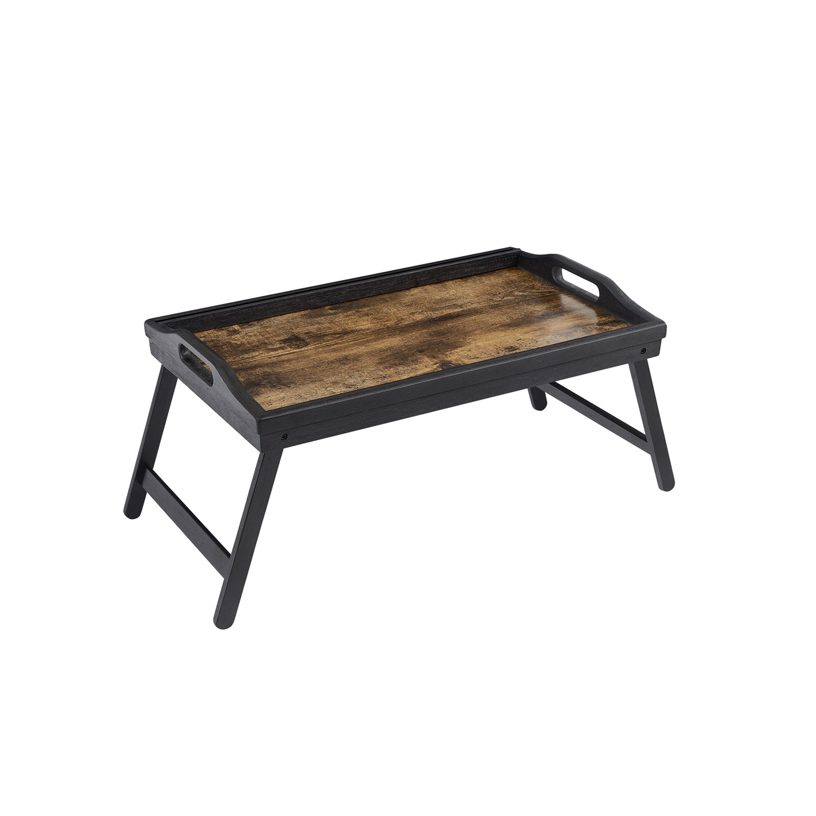 Breakfast Tray Table - Bamboo - Rustic Brown - Folding Legs with Phone and Tablet Groove