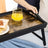 Breakfast Tray Table - Bamboo - Rustic Brown - Folding Legs with Phone and Tablet Groove