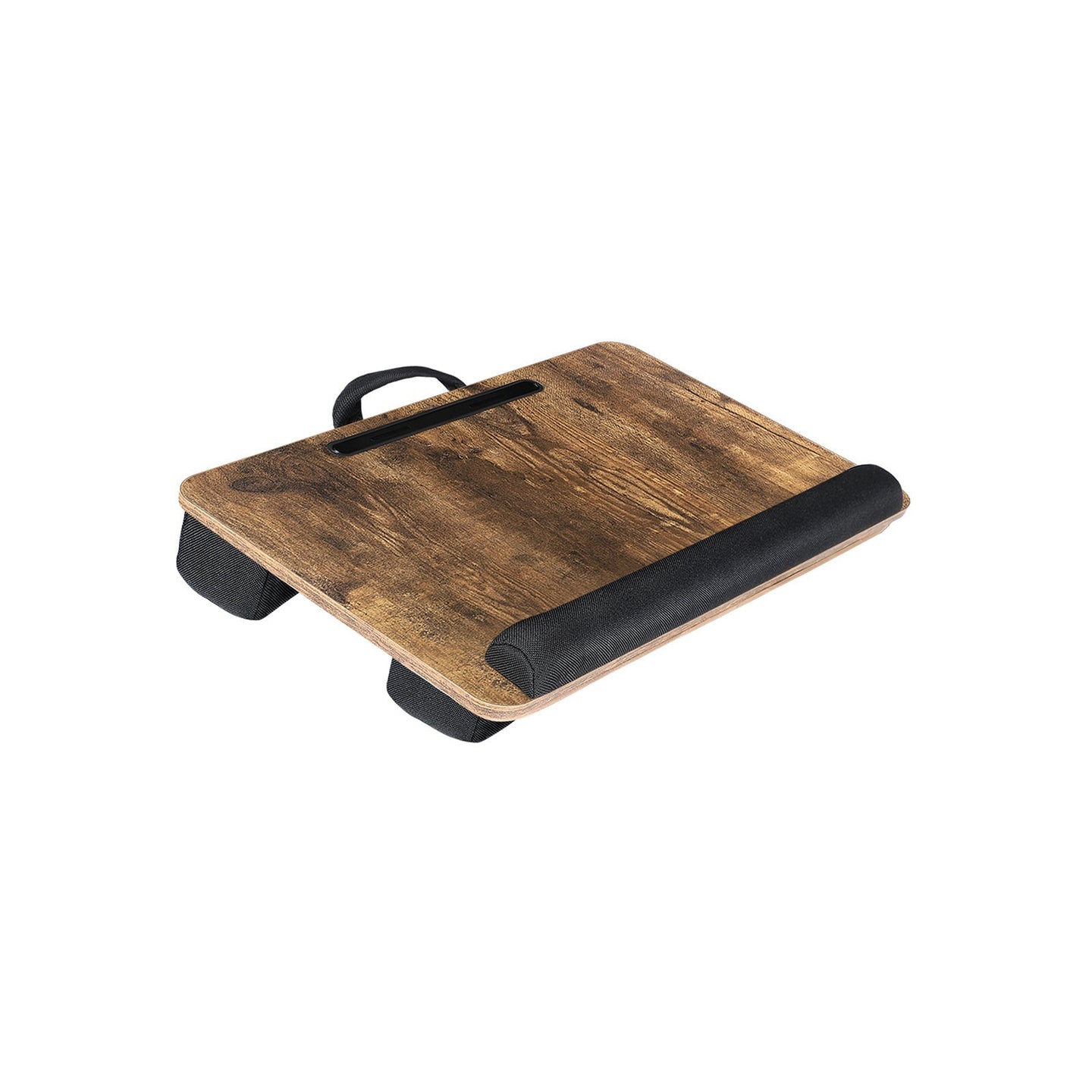 Lap Desk - Wood - Rustic Brown - With Handle and Cushion