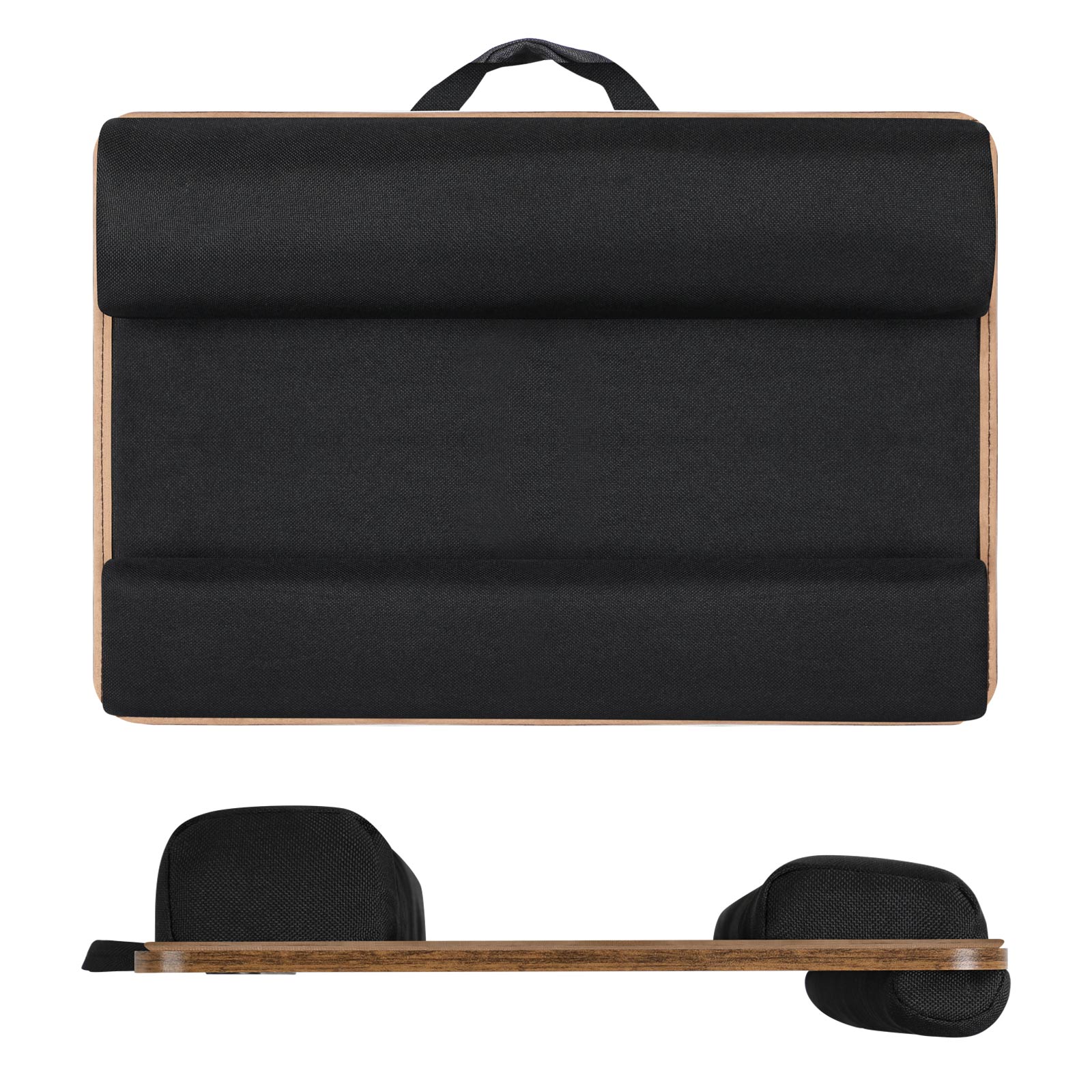 Lap Desk - Wood - Rustic Brown - With Handle and Cushion