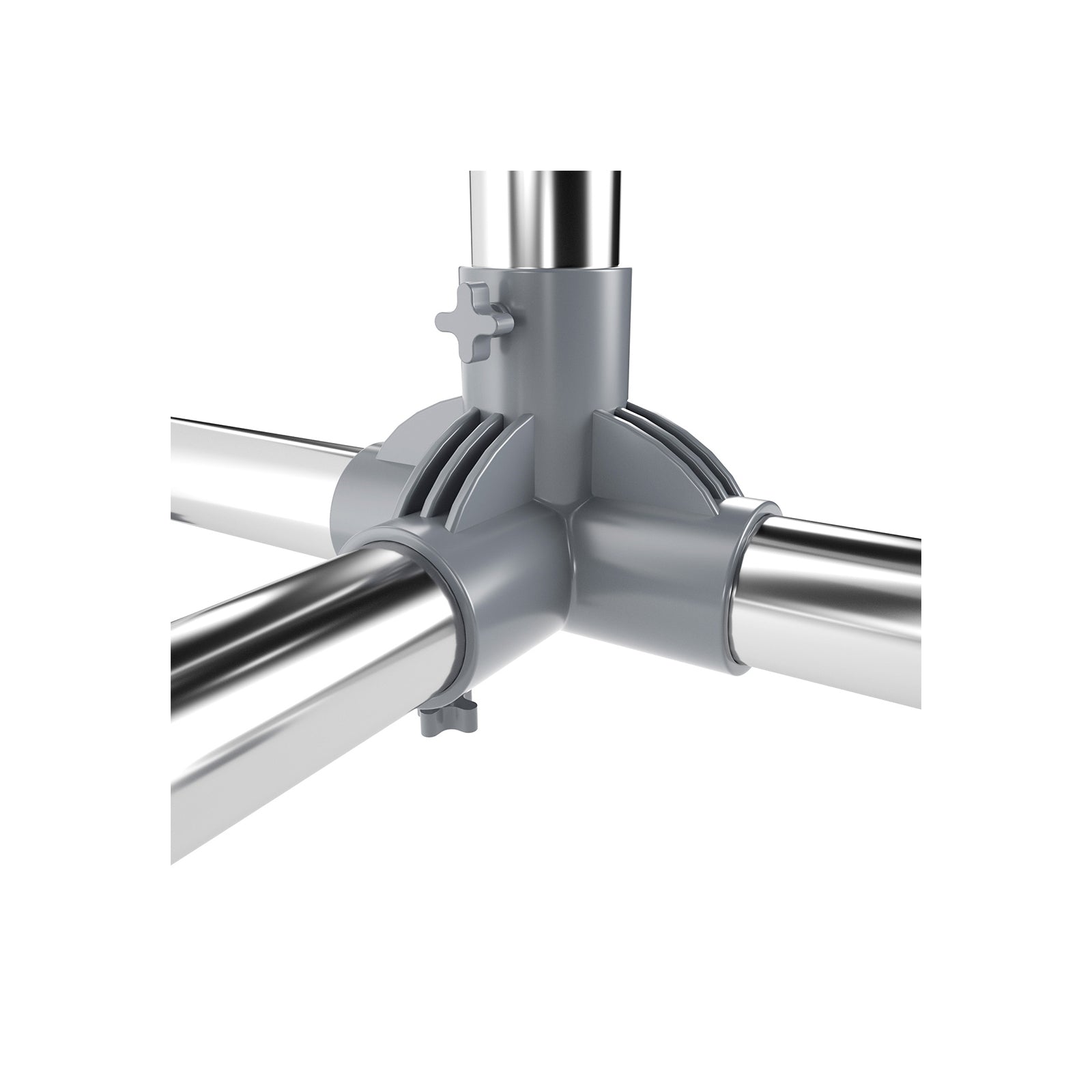 Adjustable Garment Rack - Stainless Steel - Grey - With Wheels and Additional Coat Hooks