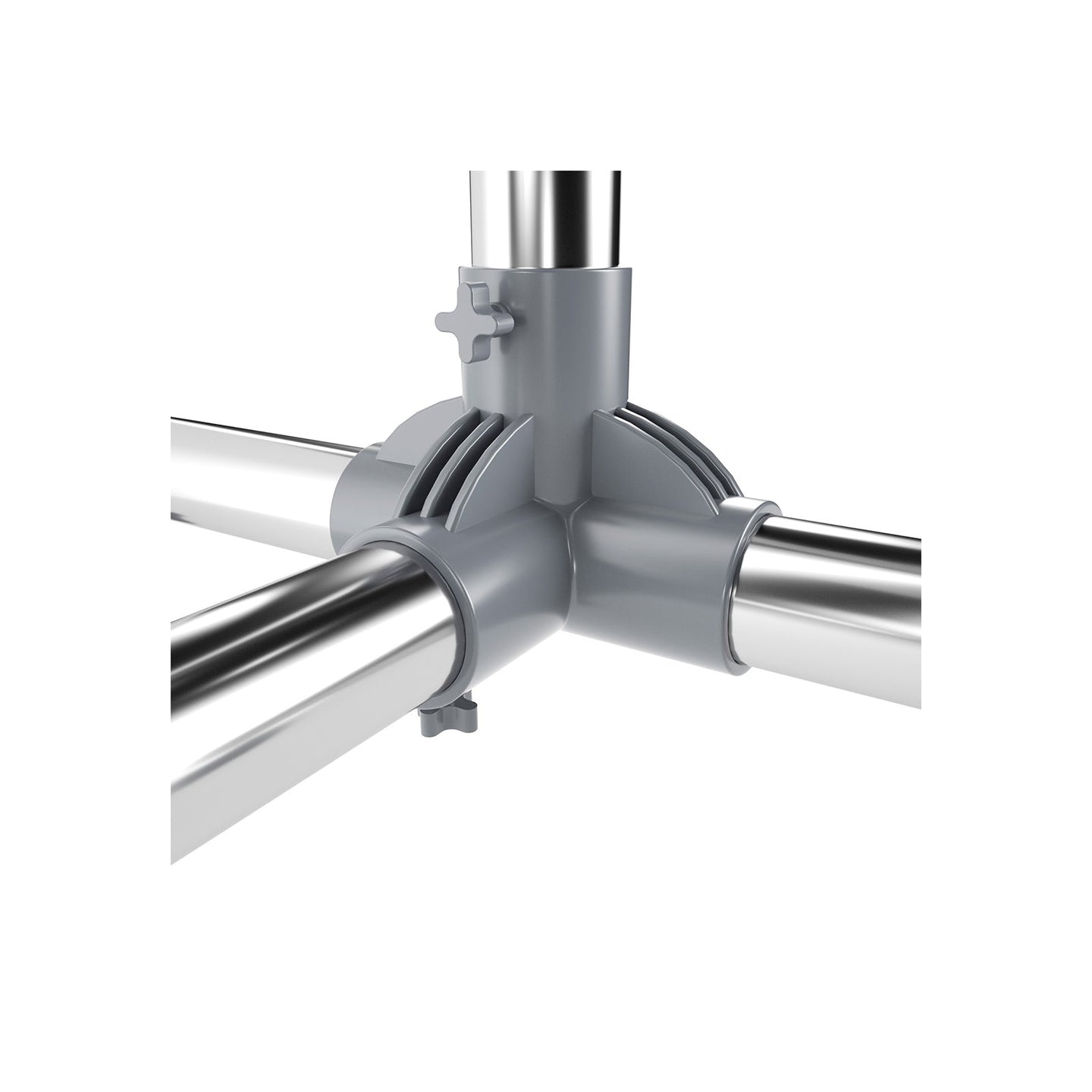 Adjustable Garment Rack - Stainless Steel - Grey - With Wheels and Additional Coat Hooks