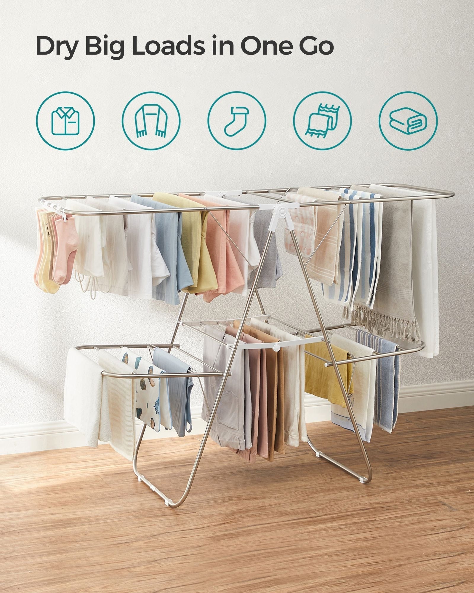 2-Level Clothes Drying Rack - Metal - Adjustable Height