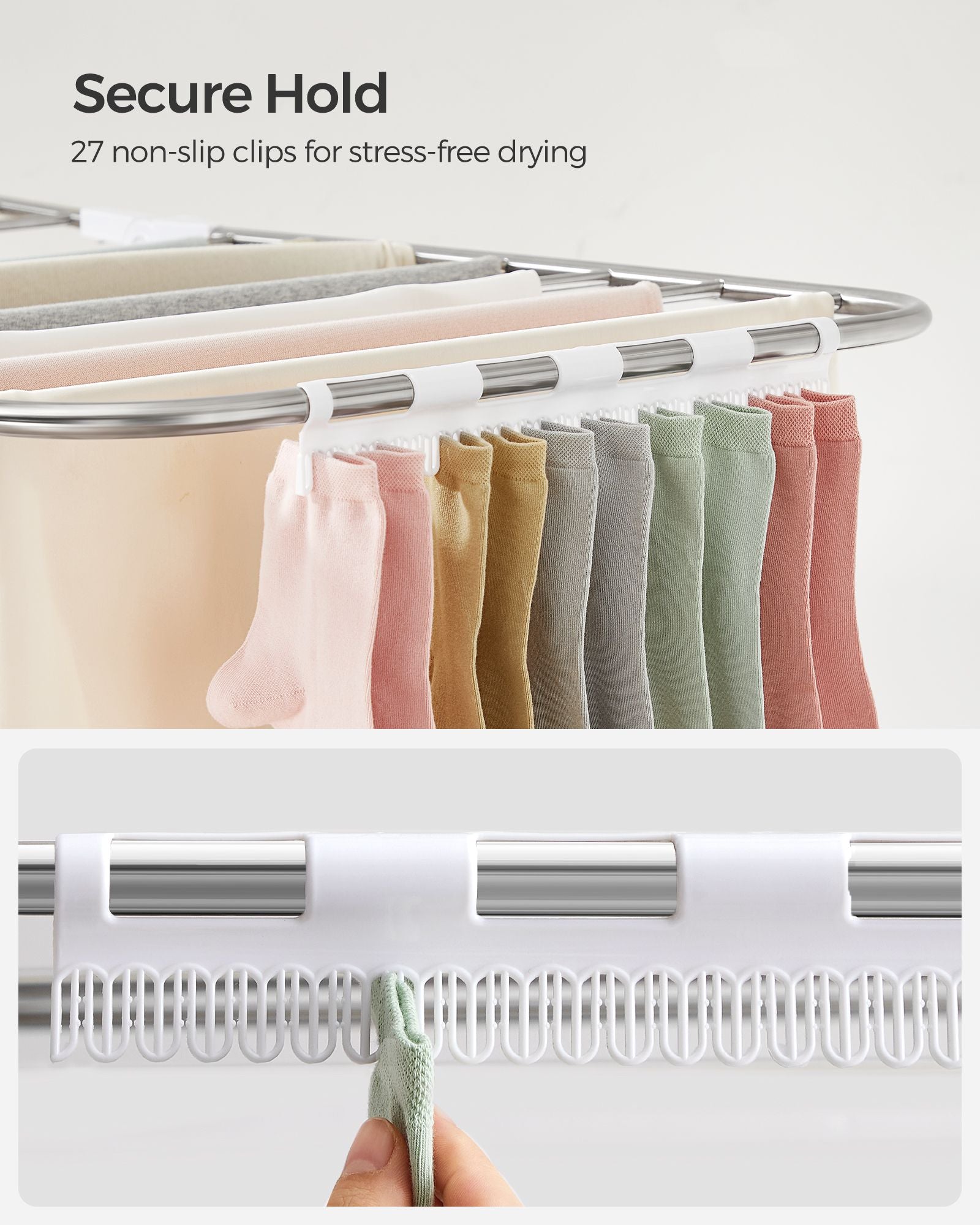 2-Level Clothes Drying Rack - Metal - Adjustable Height