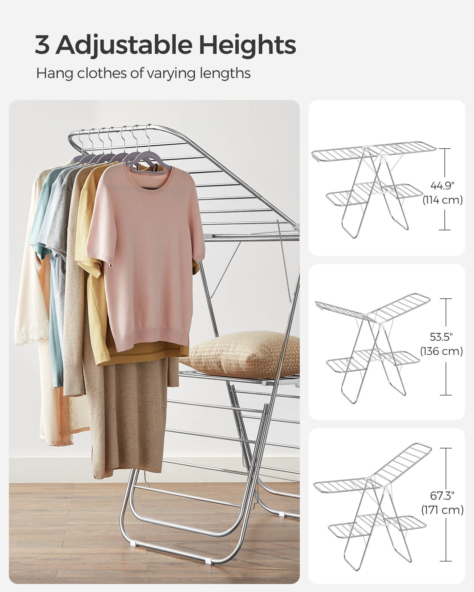 2-Level Clothes Drying Rack - Metal - Adjustable Height