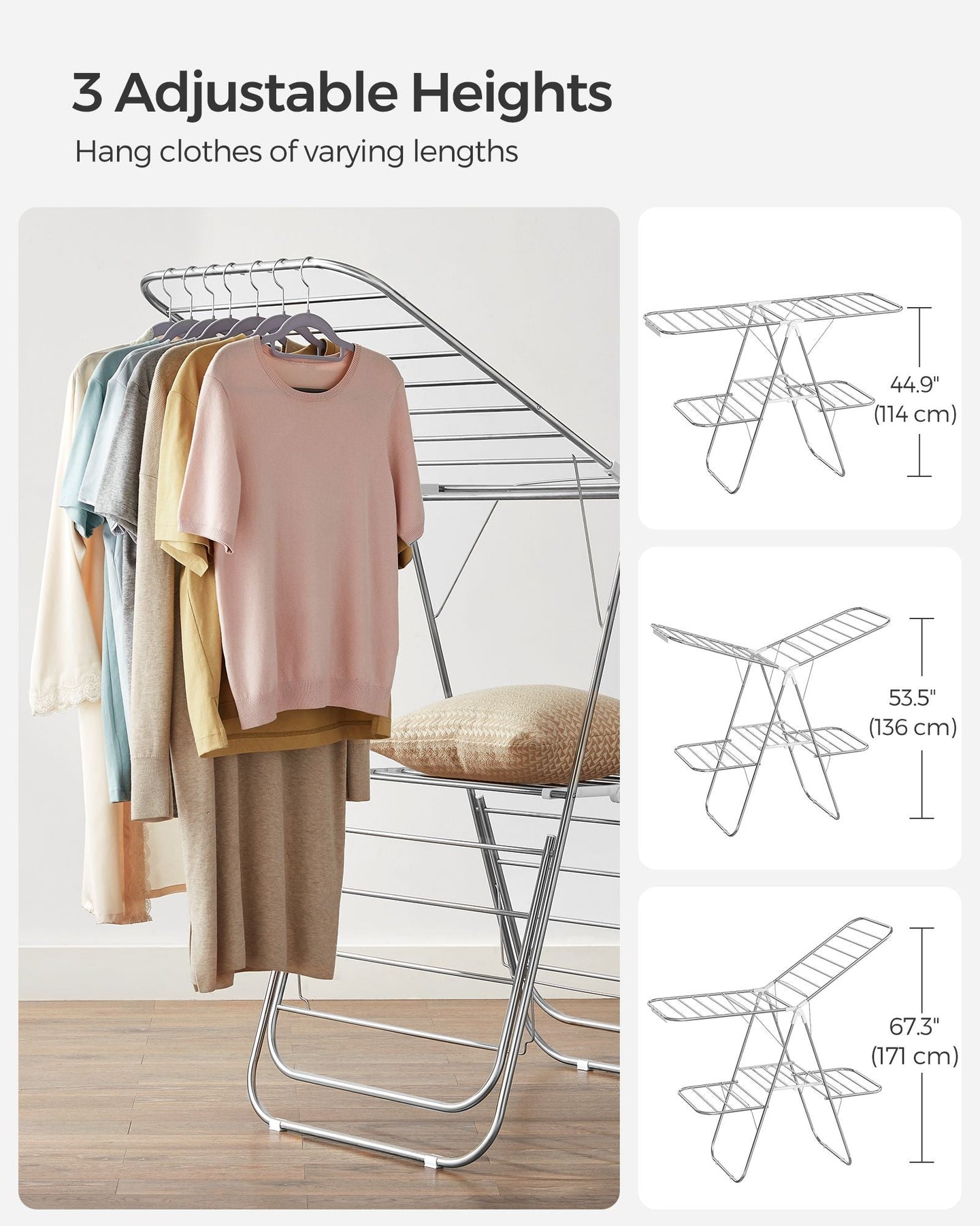2-Level Clothes Drying Rack - Metal - Adjustable Height