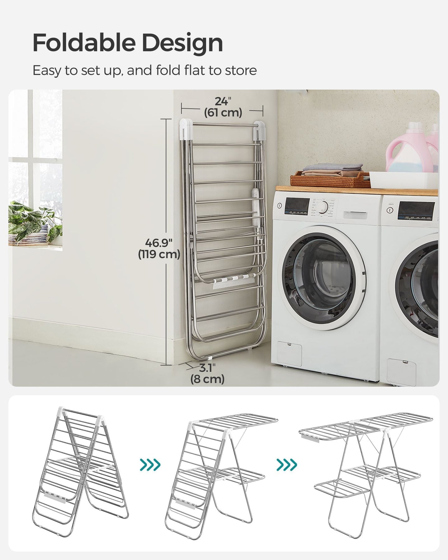 2-Level Clothes Drying Rack - Metal - Adjustable Height