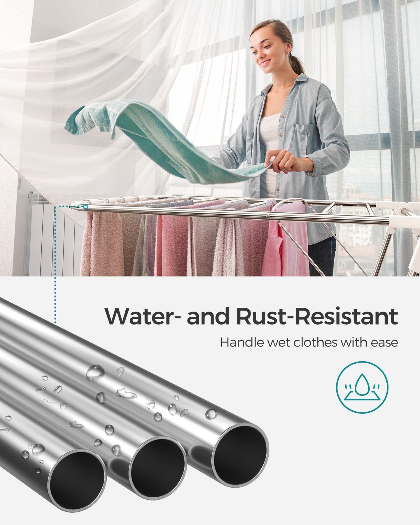 2-Level Clothes Drying Rack - Metal - Adjustable Height