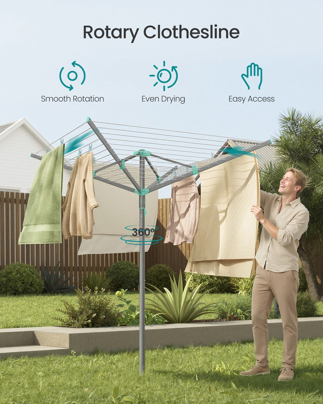 Rotary Washing Line - 45m - Steel - Foldable