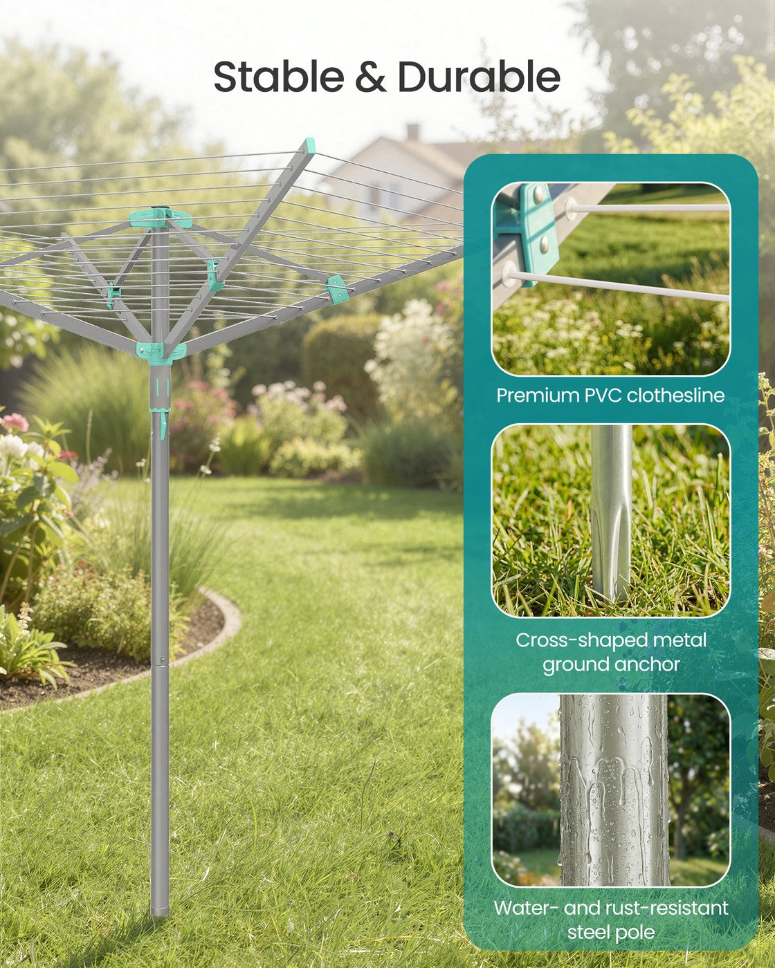 Rotary Washing Line - 45m - Steel - Foldable