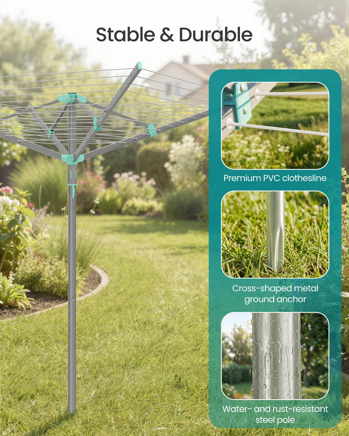 Rotary Washing Line - 50m - Steel - Foldable Design