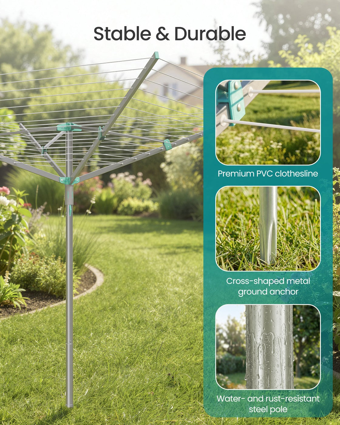 Rotary Washing Line - 60 m - Steel - Foldable Design