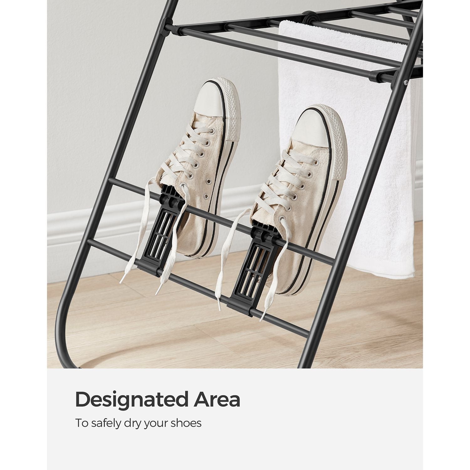 Foldable Clothes Airer - 16 Metre Drying Space - Stainless Steel - Black