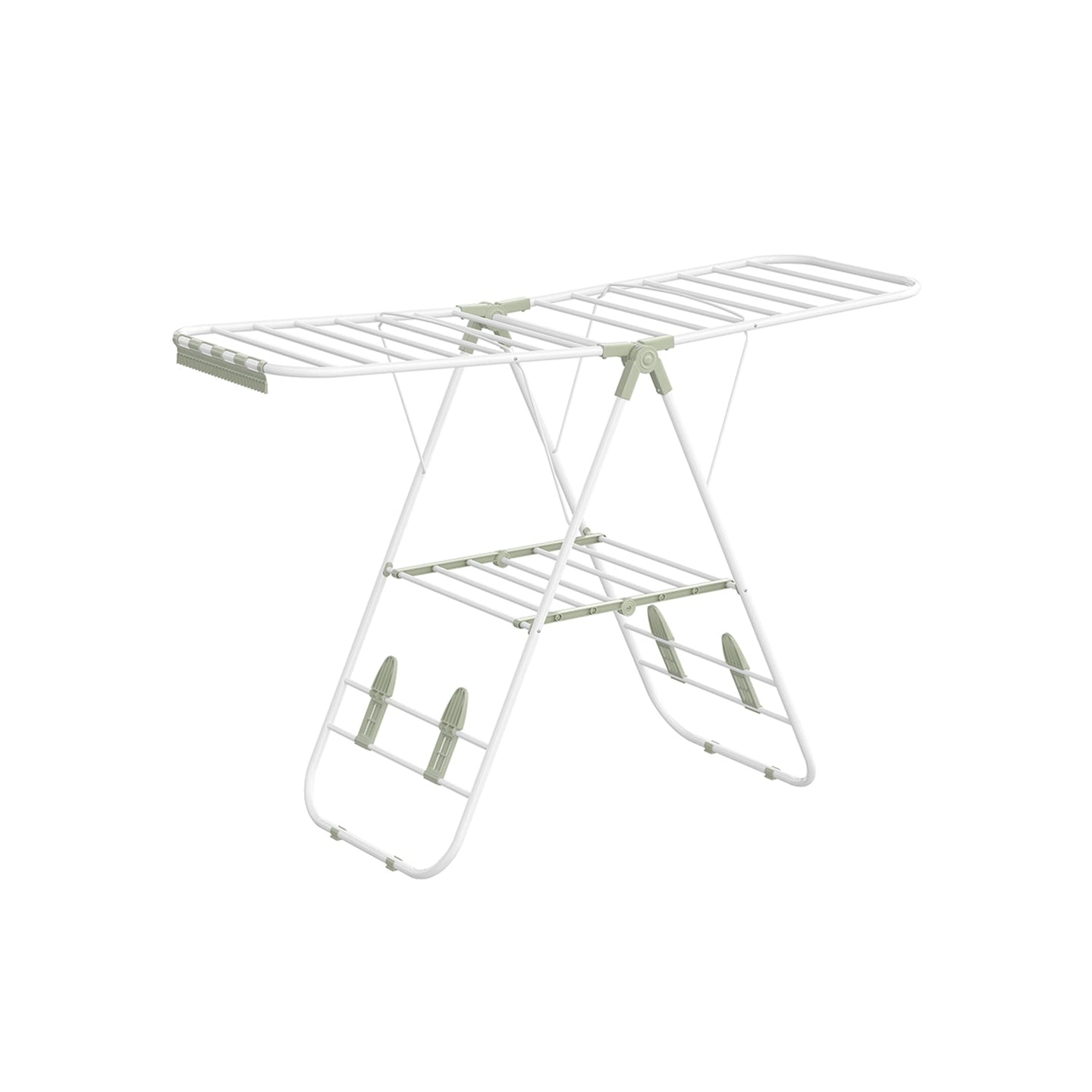 Folding Clothes Drying Rack - 16 Metre Drying Space - Stainless Steel - White and Green