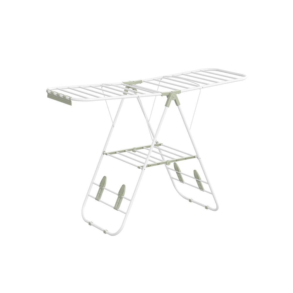 Foldable Clothes Drying Rack - Stainless Steel - Silver - Height-Adjustable Wings with 16 Metre Drying Space