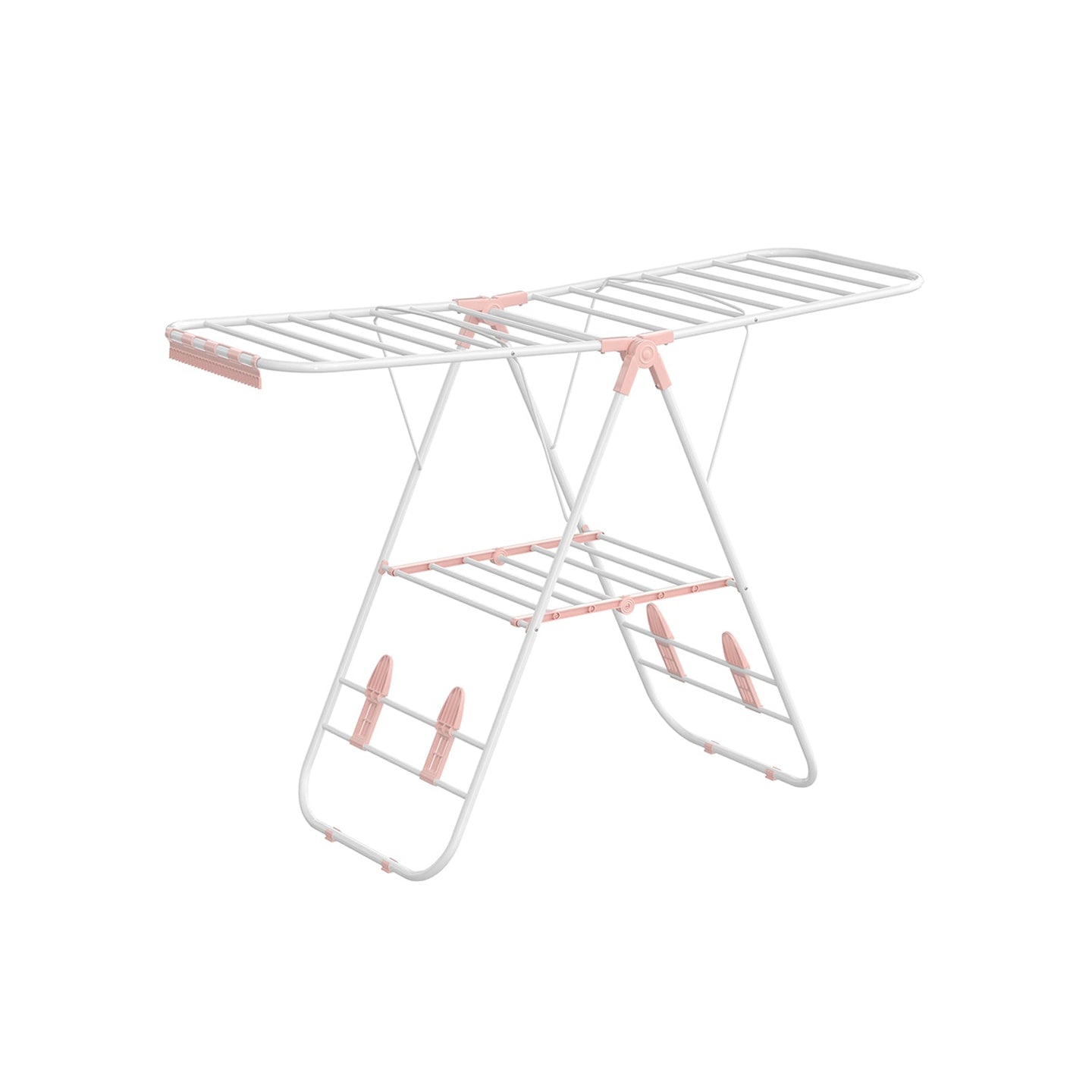 Foldable Clothes Drying Rack - 16 Metre Drying Space - Stainless Steel - White and Pink