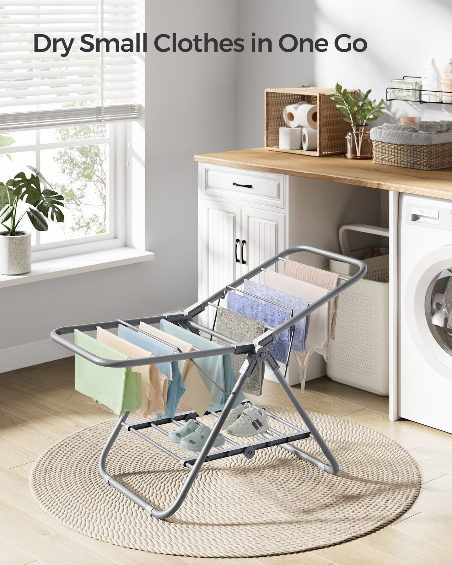 Foldable 2-Level Laundry Airer - Metal - Dove Grey