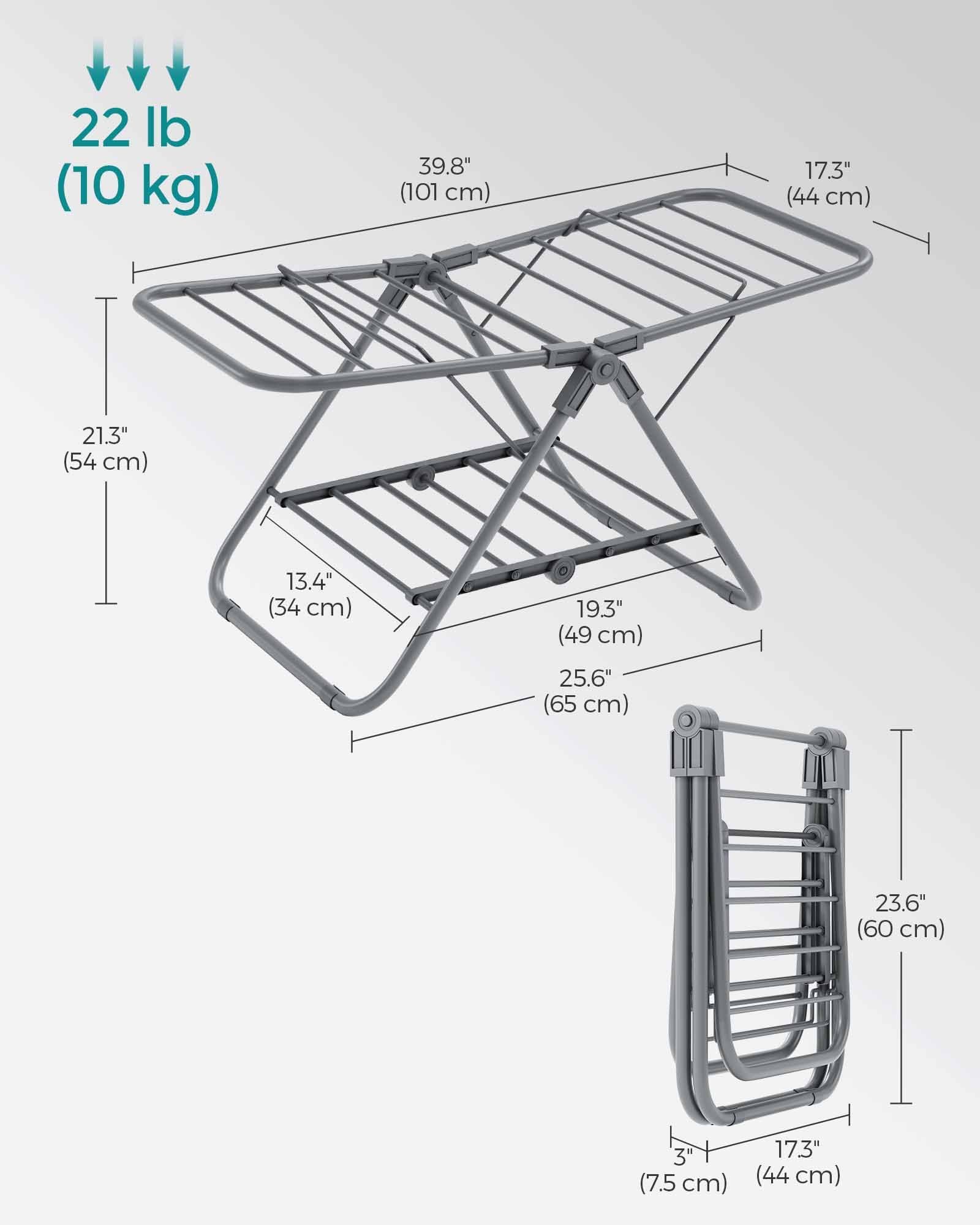 Foldable 2-Level Laundry Airer - Metal - Dove Grey