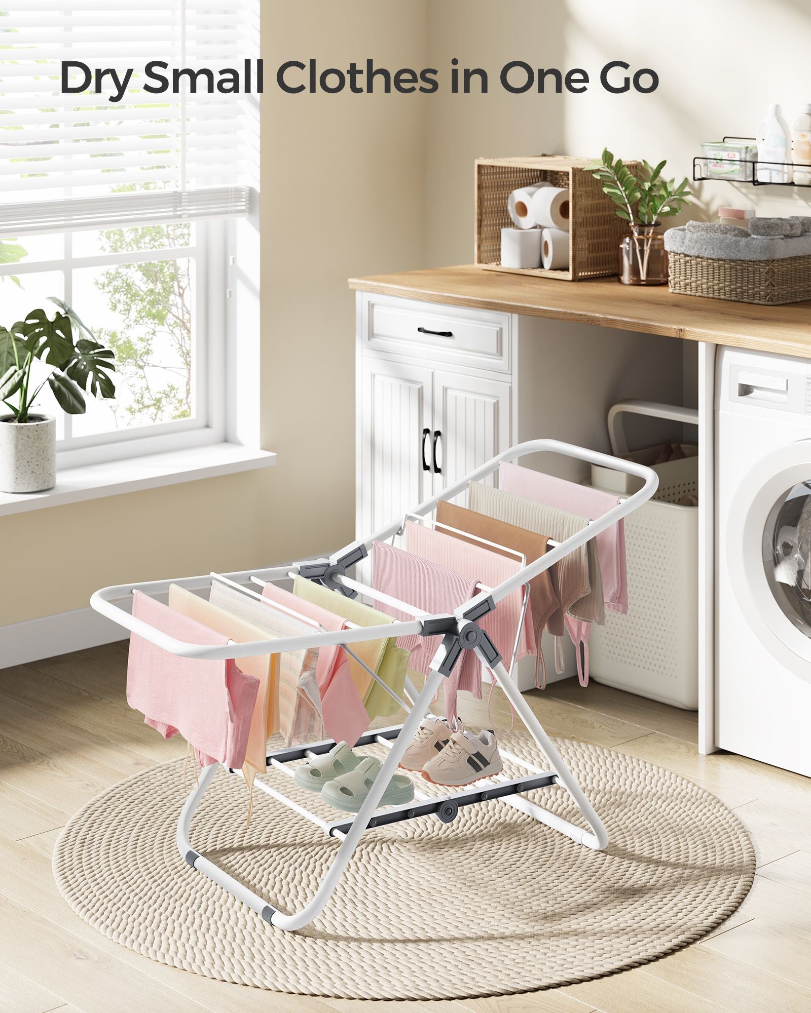 Laundry Airer - Metal - Cloud White - Foldable 2-Level Design