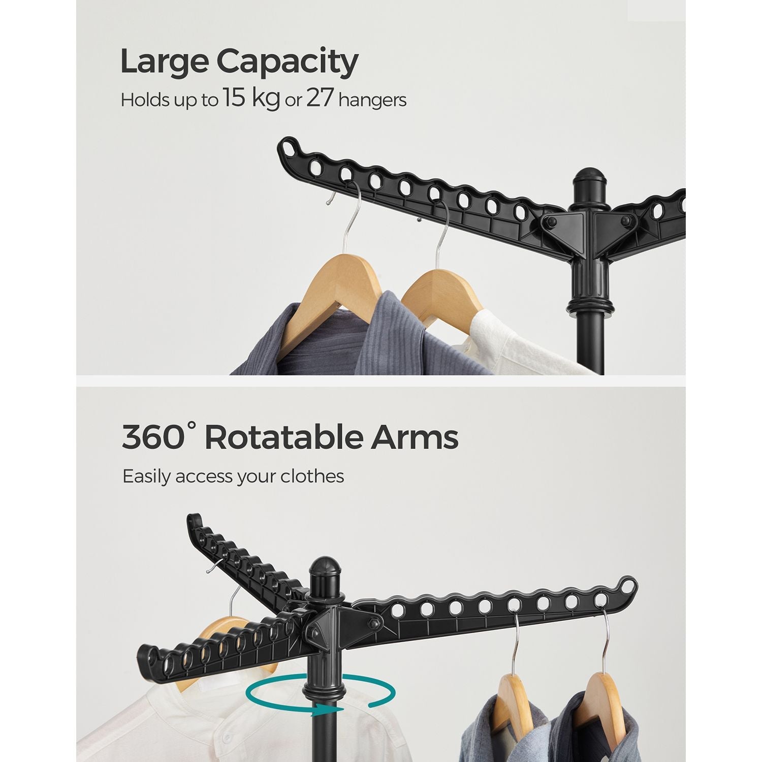 Clothes Drying Rack - Stainless Steel - Silver - Foldable and Space-Saving with 3 Arms