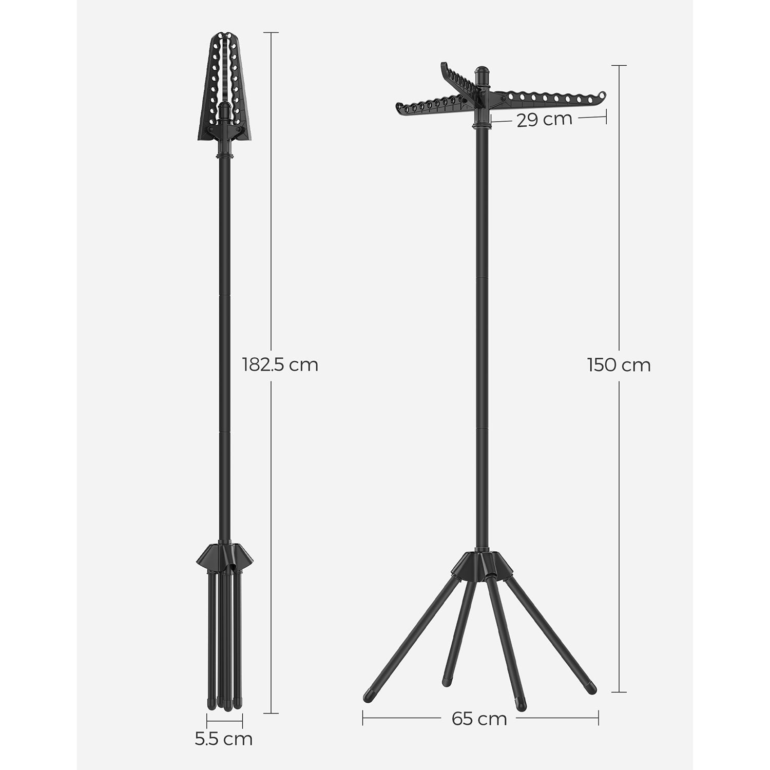 Clothes Drying Rack - Stainless Steel - Silver - Foldable and Space-Saving with 3 Arms