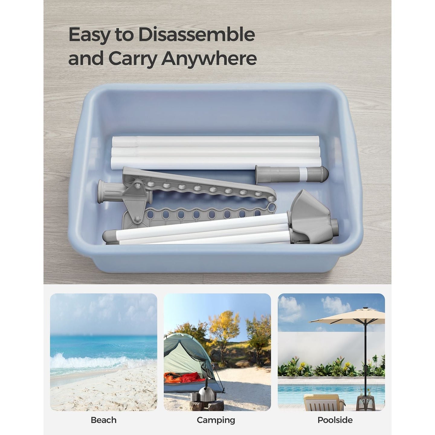 Clothes Drying Rack - Stainless Steel - Grey and White - Space-Saving and Foldable