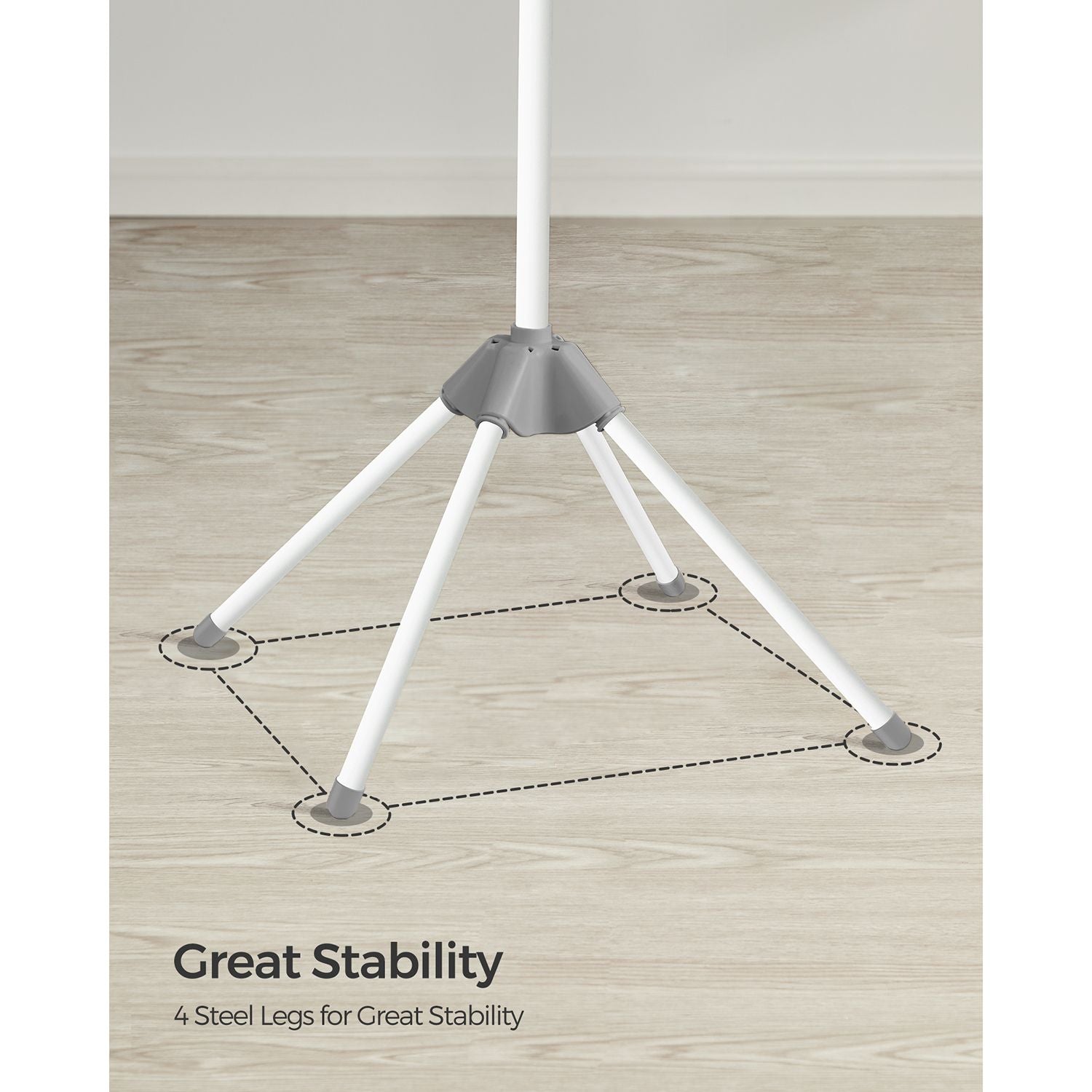 Clothes Drying Rack - Stainless Steel - Grey and White - Space-Saving and Foldable