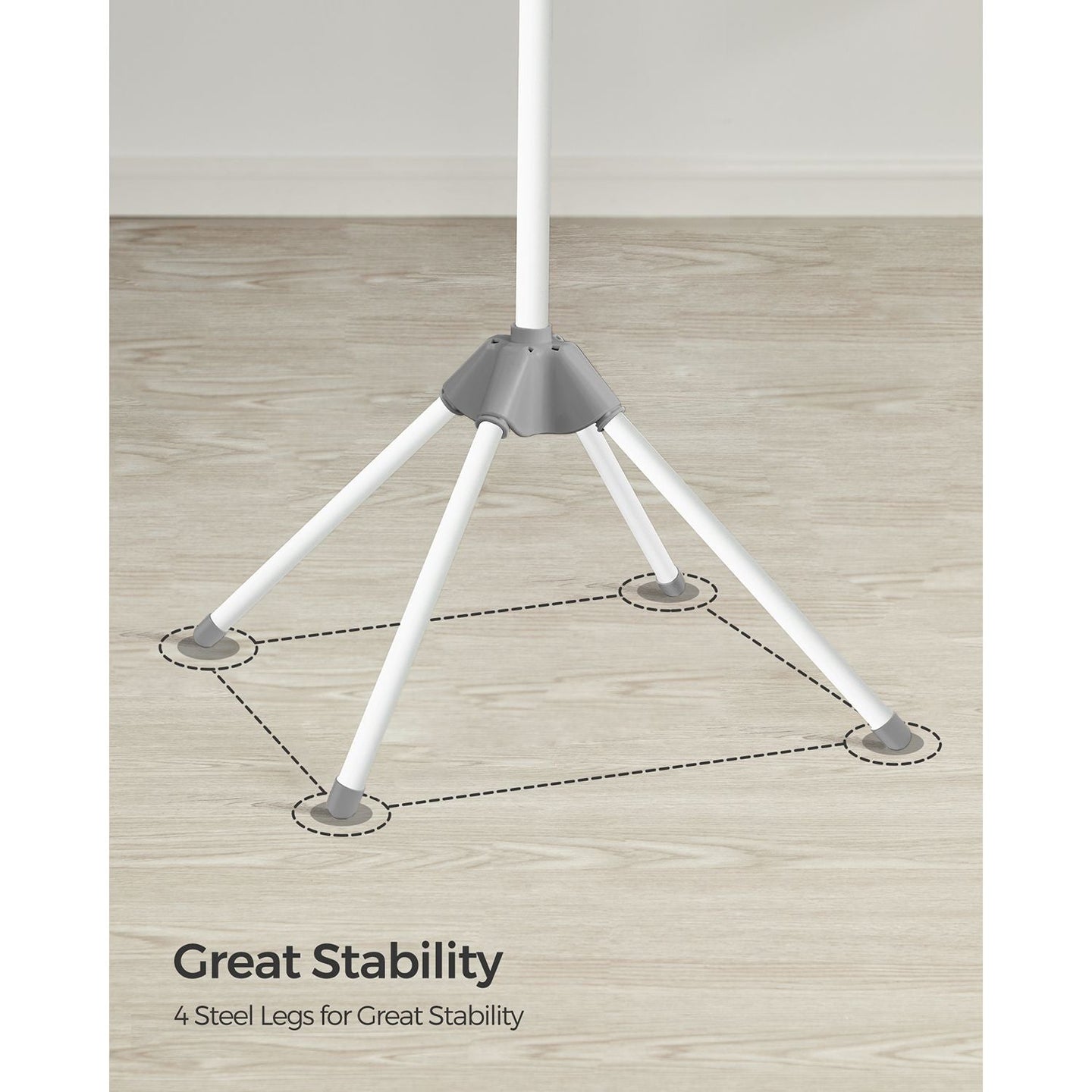 Clothes Drying Rack - Stainless Steel - Grey and White - Space-Saving and Foldable