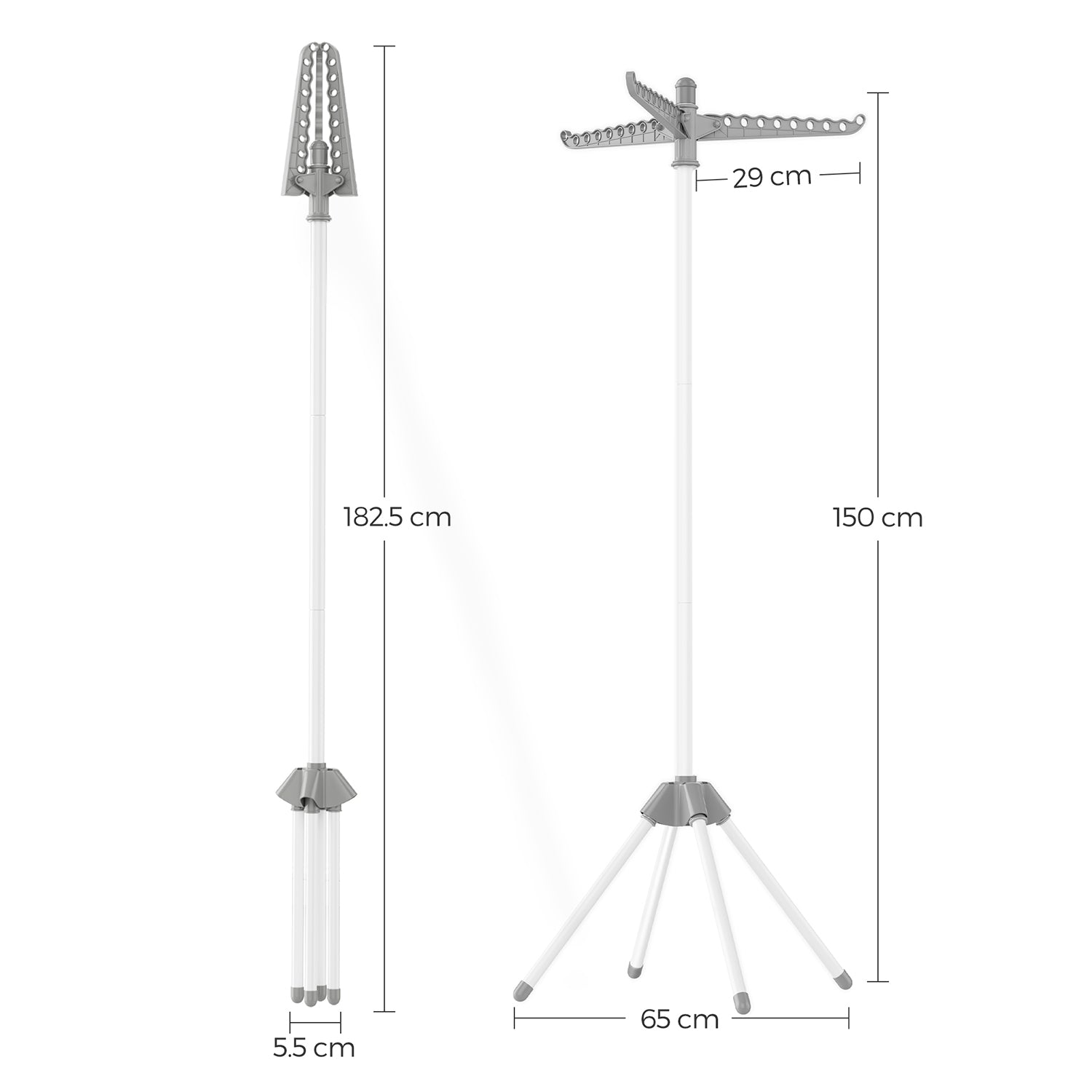 Clothes Drying Rack - Stainless Steel - Grey and White - Space-Saving and Foldable