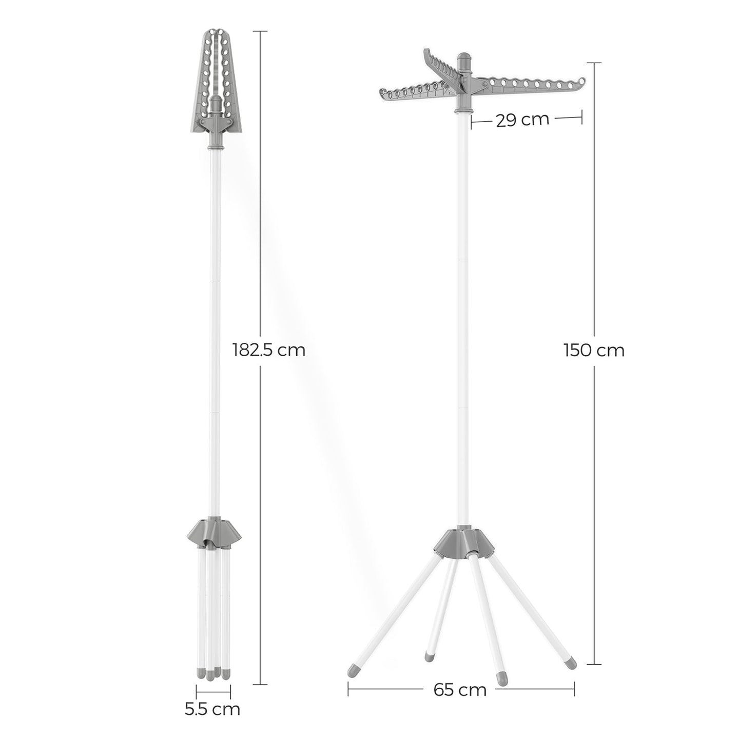 Clothes Drying Rack - Stainless Steel - Grey and White - Space-Saving and Foldable