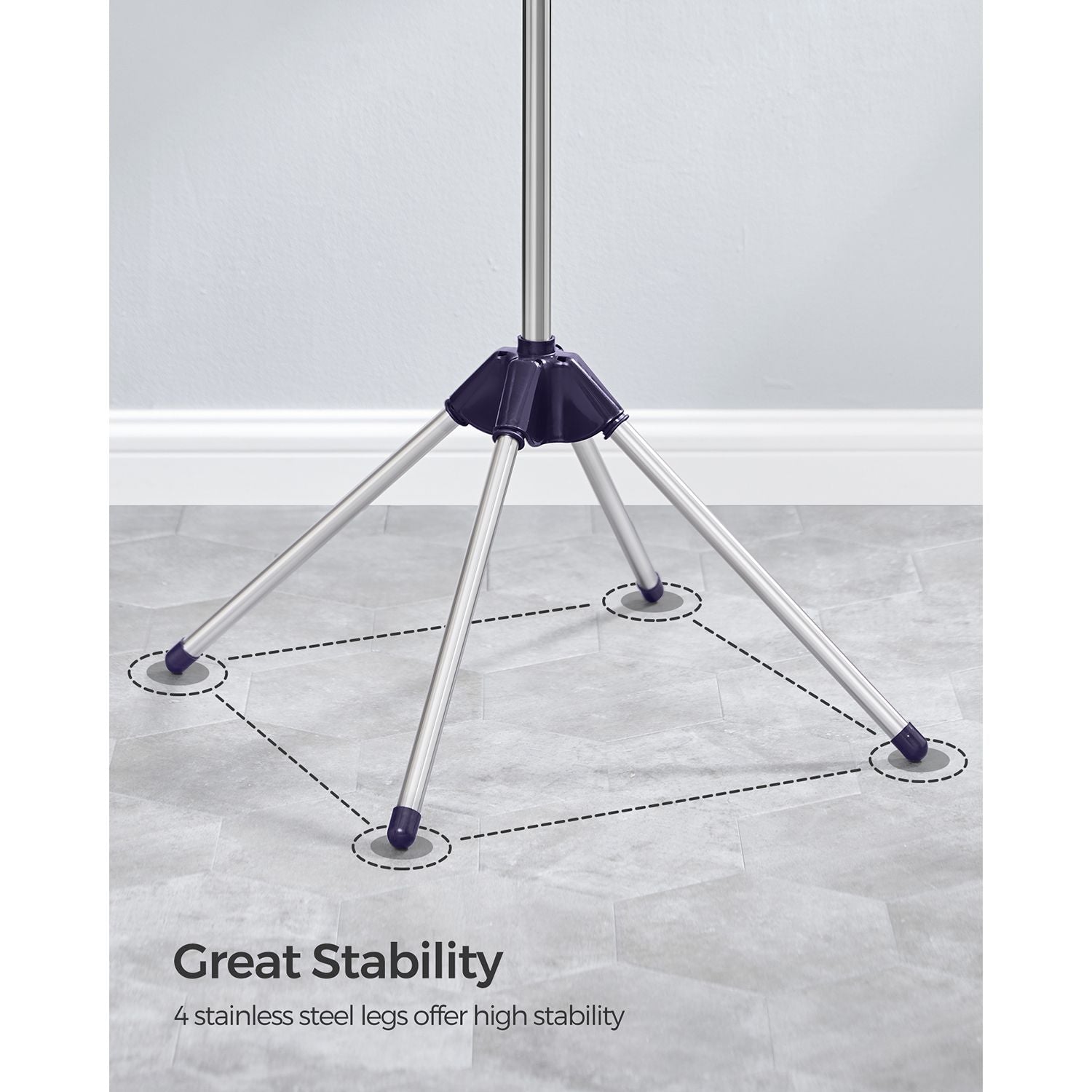 Clothes Airer - Stainless Steel - Silver - Space-Saving with 3 Rotatable Arms
