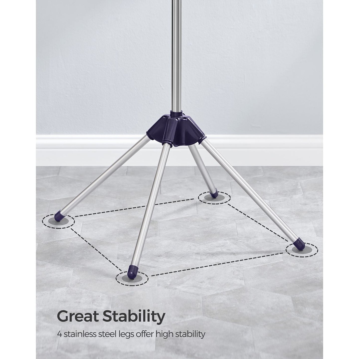 Clothes Airer - Stainless Steel - Silver - Space-Saving with 3 Rotatable Arms