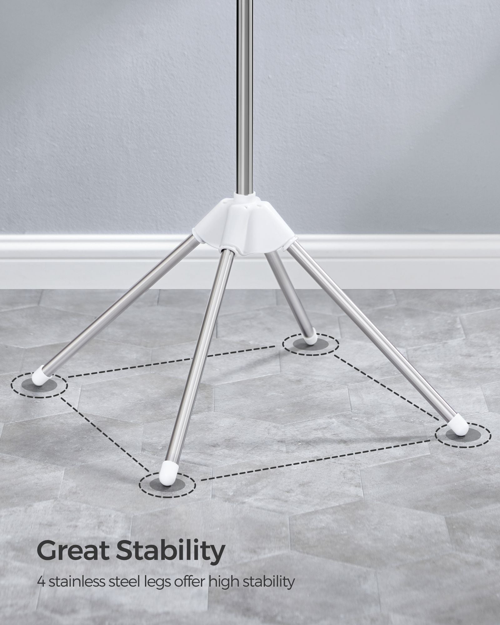 Clothes Drying Rack - Stainless Steel - Silver - Foldable Indoor Rotary Design with 3 Arms