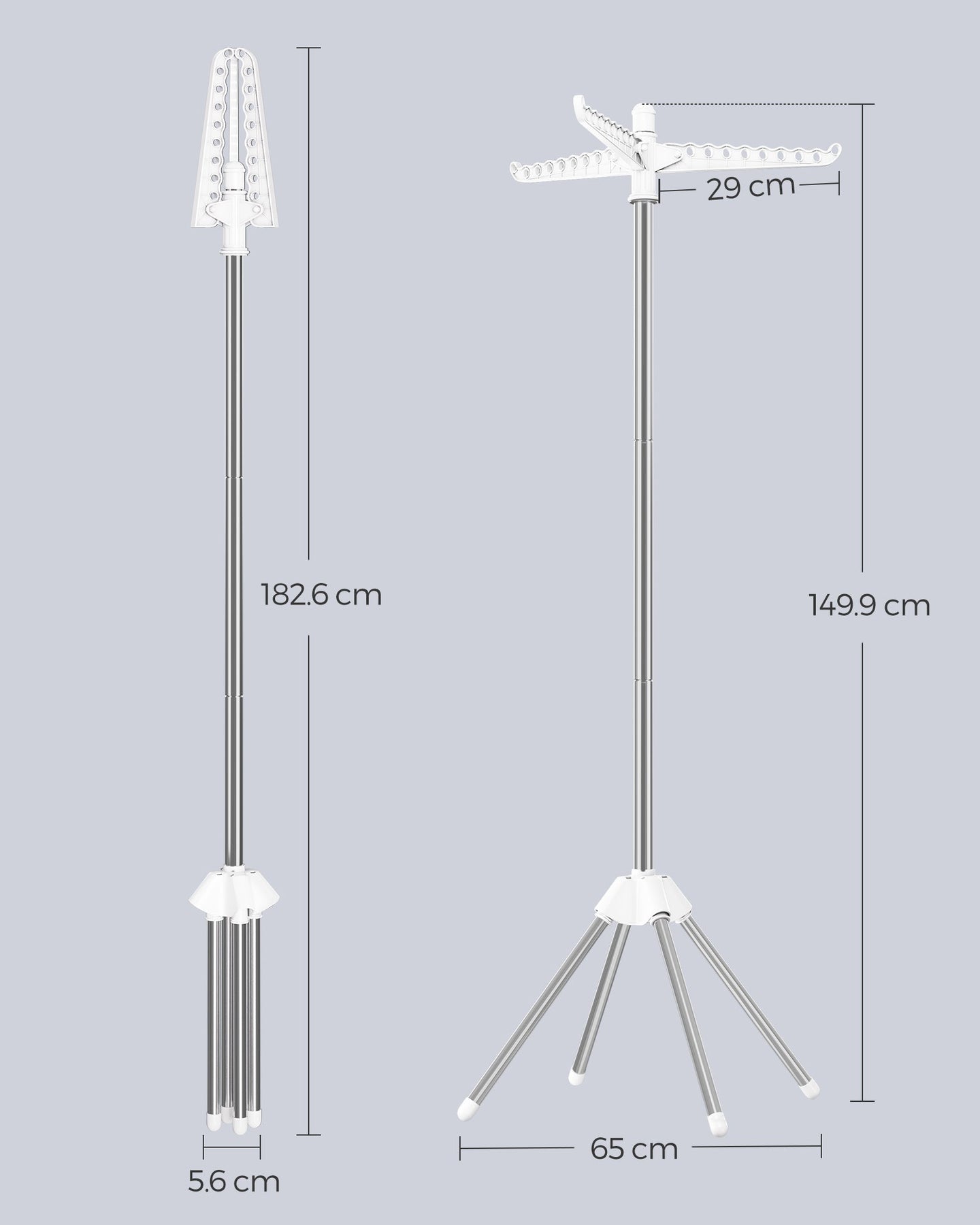Clothes Drying Rack - Stainless Steel - Silver - Foldable Indoor Rotary Design with 3 Arms